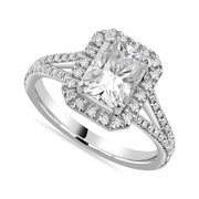 Anna 1.33 ct Lab Grown Emerald Cut Halo Split Shank Diamond Engagement Ring